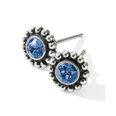 Stunning Wedding Earrings-Brighton | Silver Tone Twinkle Mini Post Earrings in Sapphire