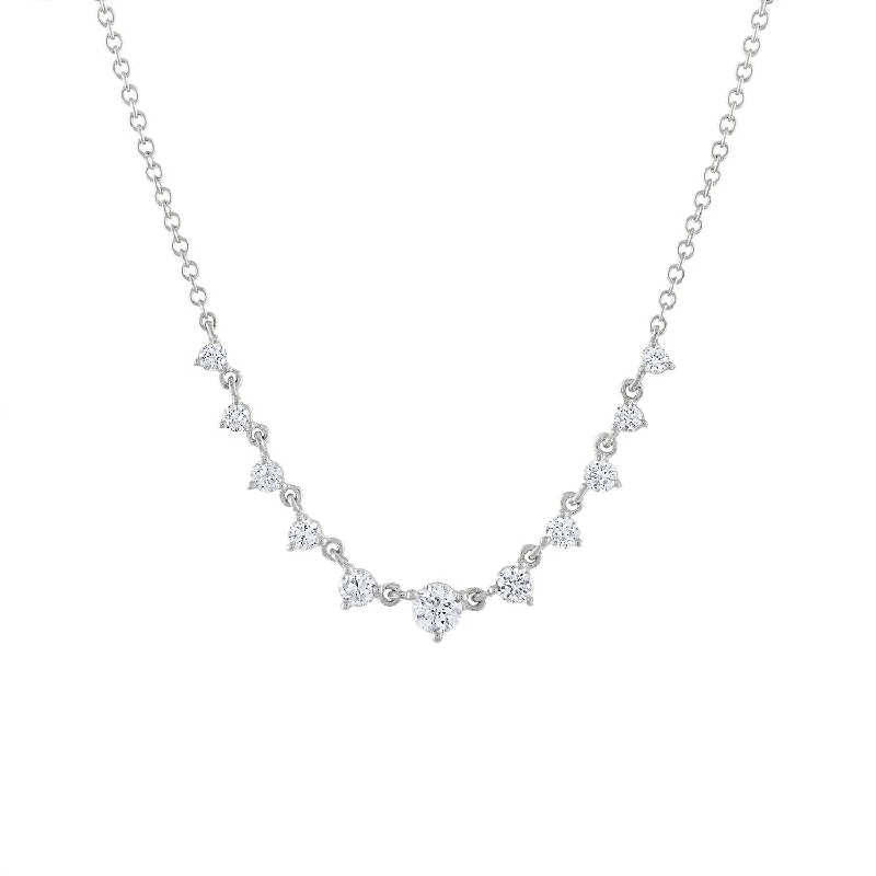 Sterling Silver Necklace for Women-14KT GOLD ELEVEN PRONG DIAMOND STONE NECKLACE