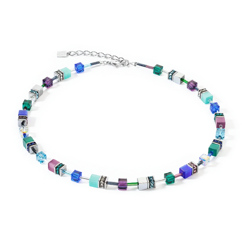 Wedding Necklace with Diamonds-GeoCUBE® Iconic necklace turquoise lilac