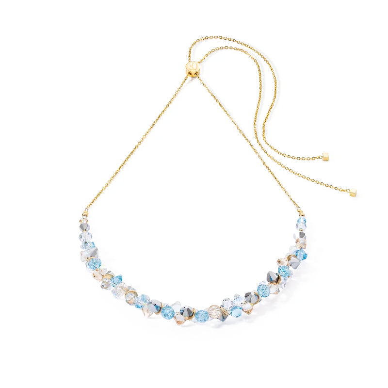 Classic Crystal Necklace-Dancing Crystals necklace gold aqua