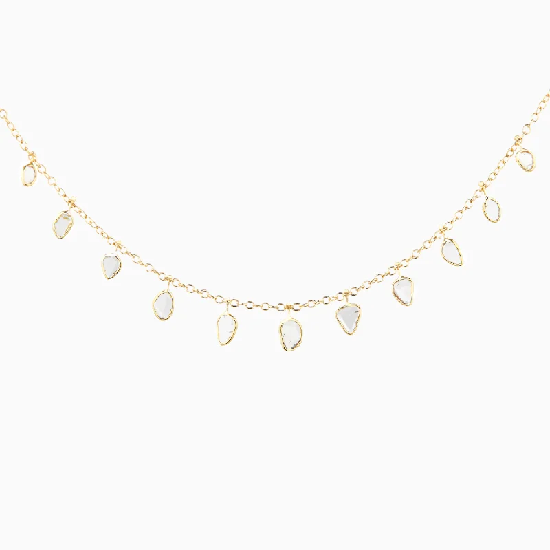 Luxury Diamond Necklace-Diamond Slice Chain Necklace