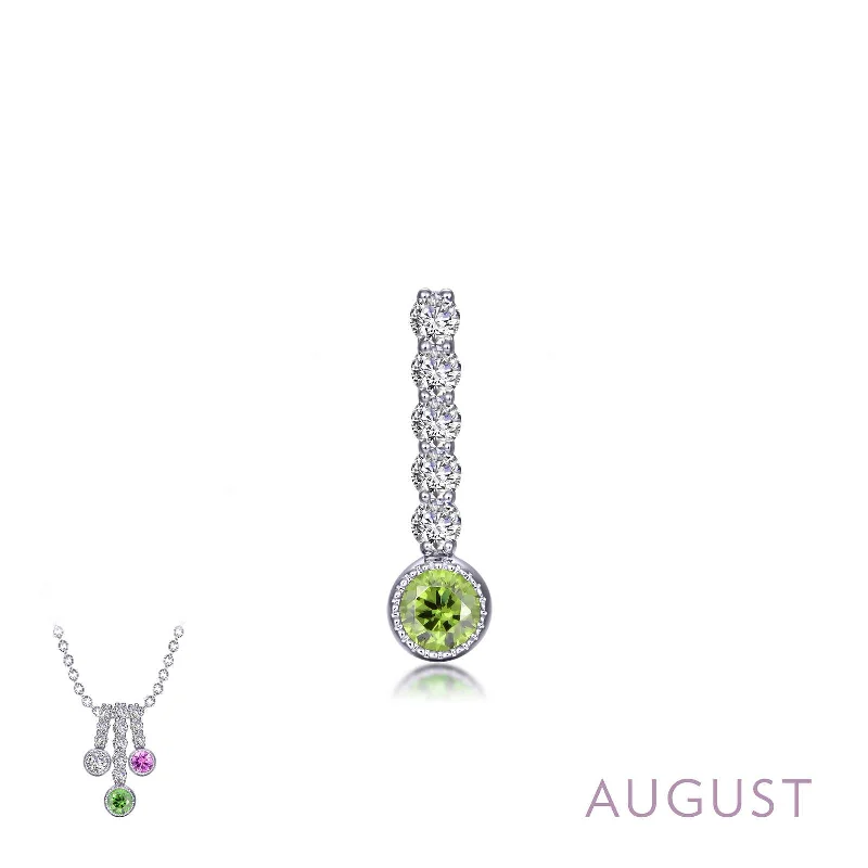 Trendy Gold Chain Necklace-Lafonn August Birthstone Simulated Diamond & Peridot Large Love Pendant BP003PDP