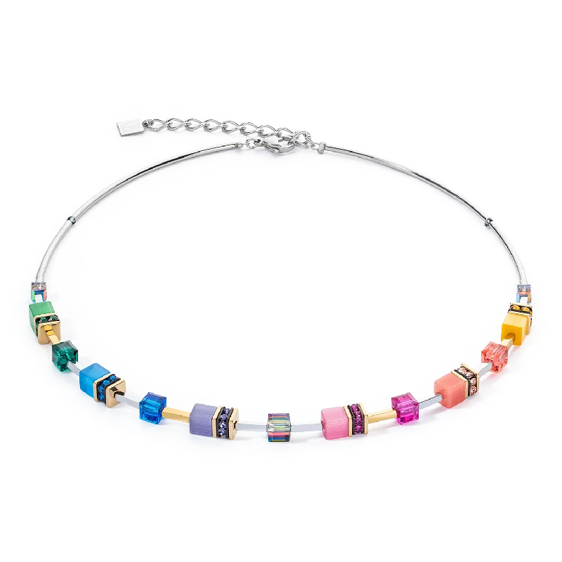 Fashionable Layered Necklace-GeoCUBE® Iconic Lite Necklace Rainbow