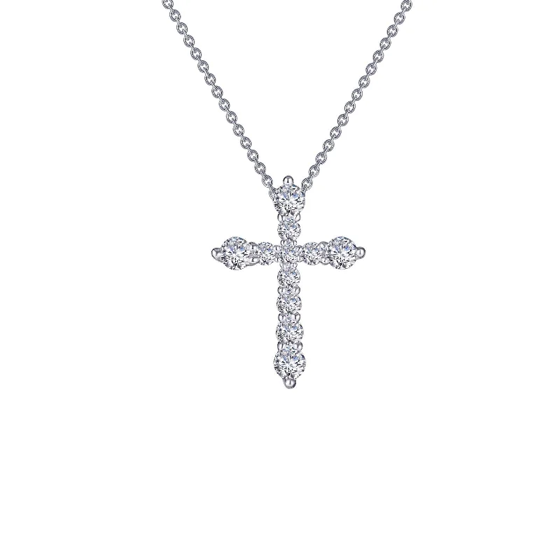 Beautiful Gold Pendant Necklace-Lafonn Simulated Diamond 0.67cttw. Cross Pendant Necklace P0207CLP18