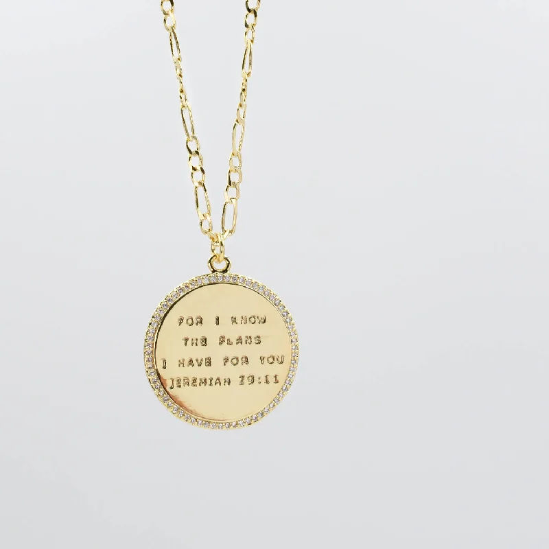 Designer Necklace for Special Occasions-Jeremiah 29:11 Gold Necklace I-48