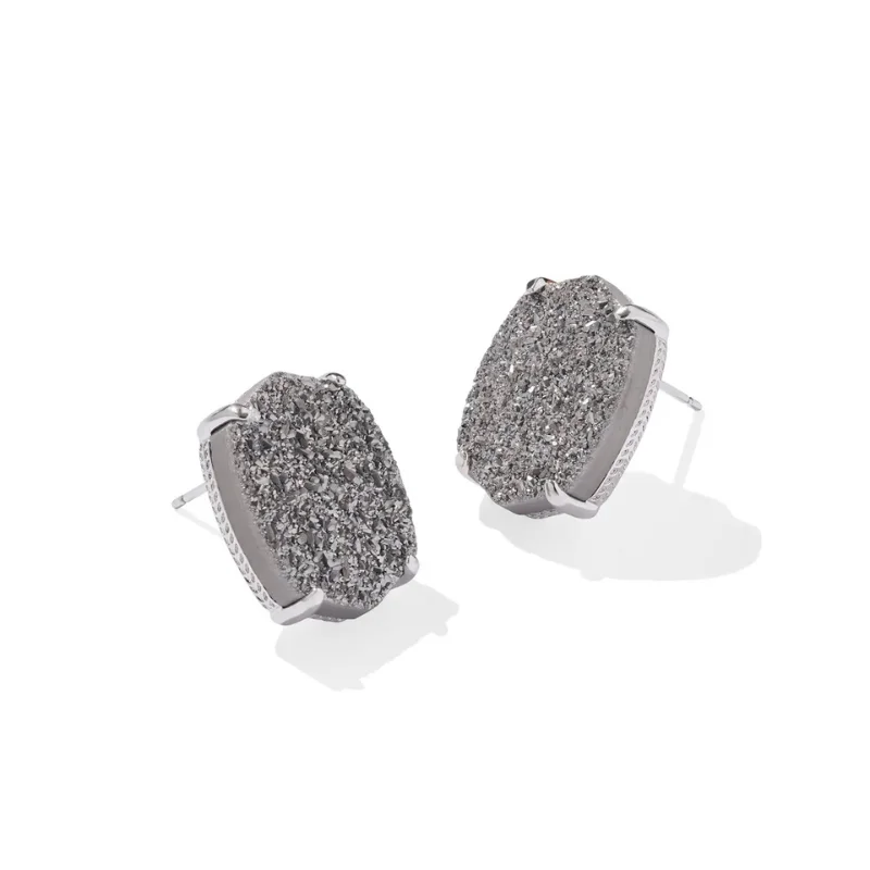 Handmade Silver Earrings-Kendra Scott | Daphne Large Silver Studs in Platinum Drusy