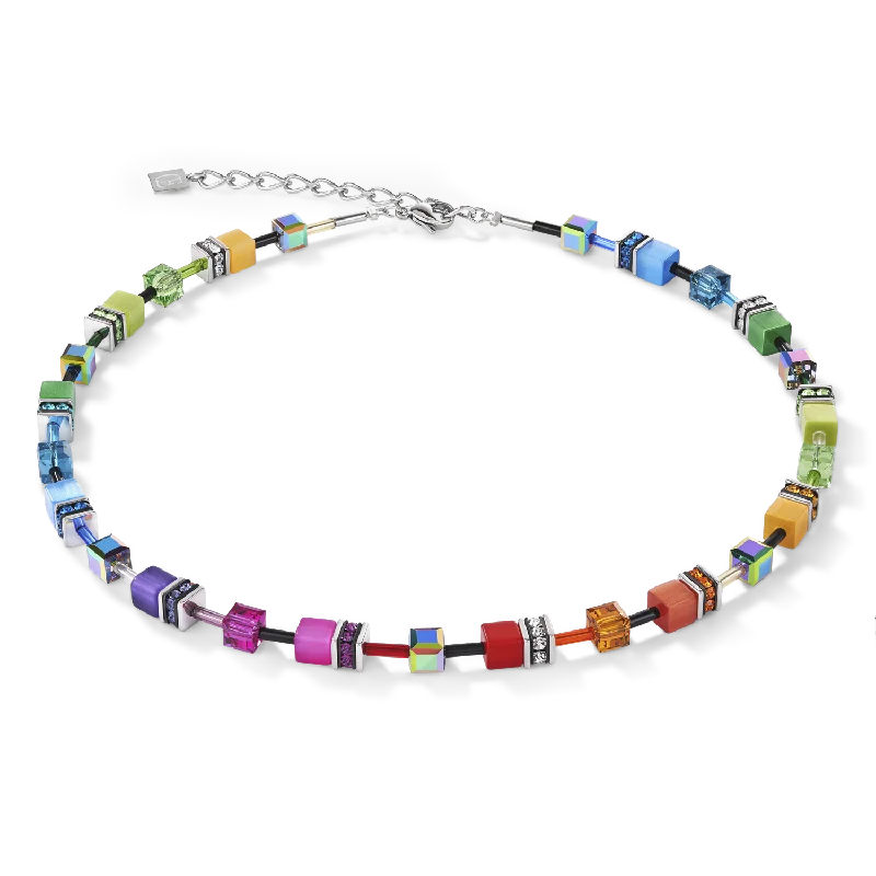 Trendy Gold Necklace-GeoCUBE® necklace multicolour rainbow