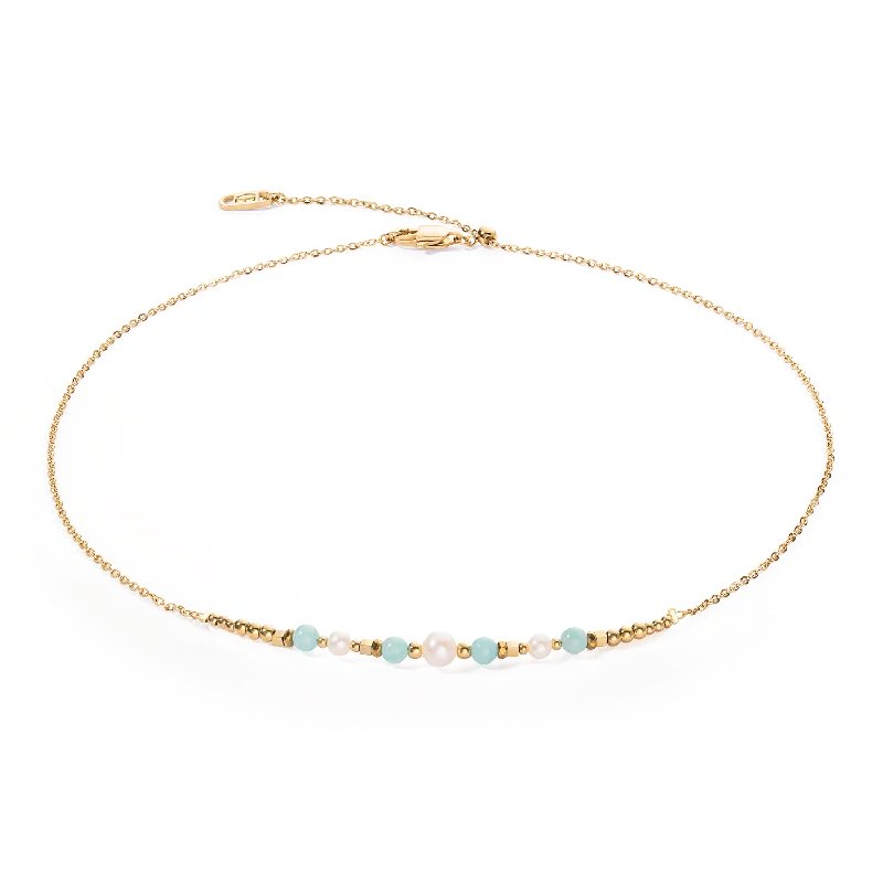 Gorgeous Gemstone Necklace-Necklace Princess Pearls gold-green