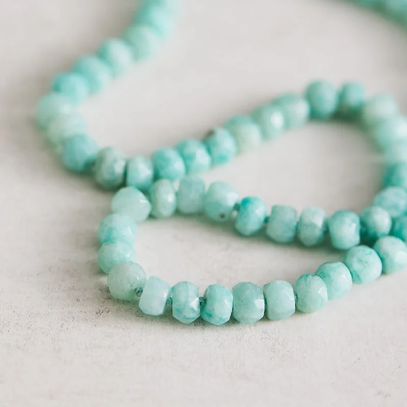 Long Silver Necklace-Baby Amazonite Necklace