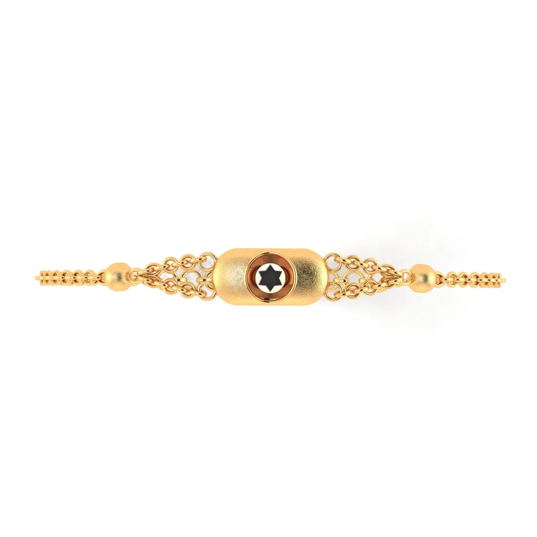 Sparkling Gold Bracelet for Women-18KT (750) Yellow Gold Oval Bracelet With Star-shaped Design (Free Size - Adjustable)