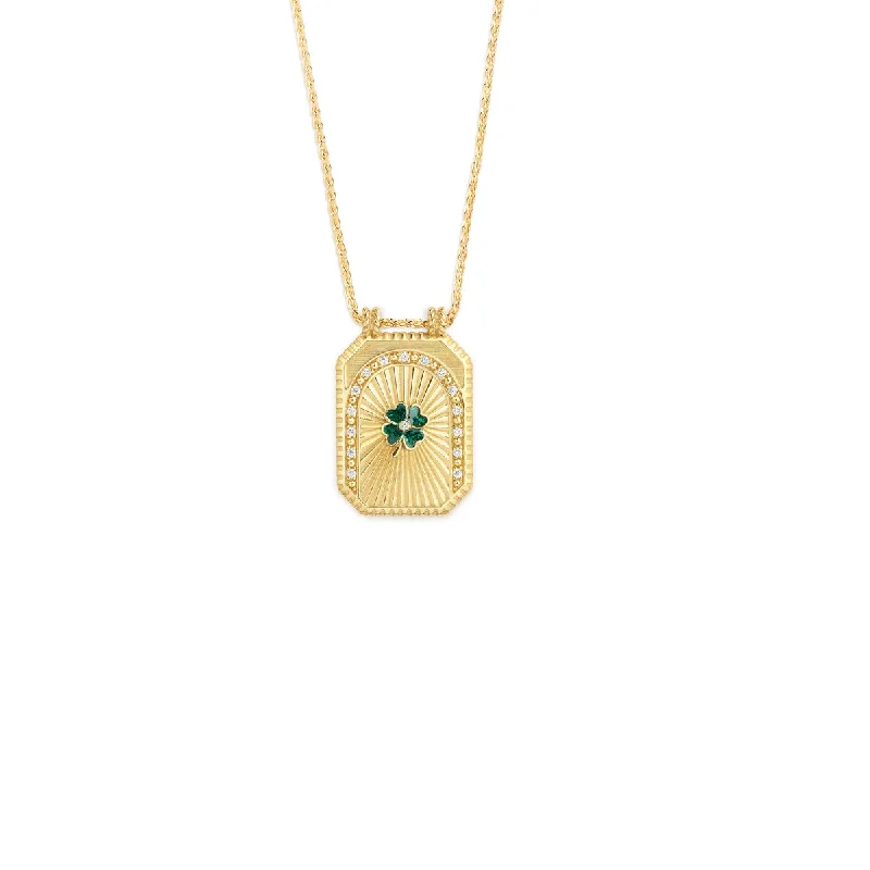 Customizable Gold Necklace-Clover Scapular Pendant Necklace