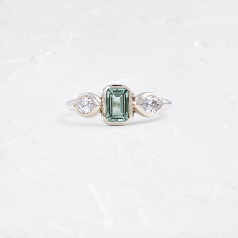 Unique Gemstone Ring for Women-Moonrise Ring, 0.59ct. Mint Green Tourmaline