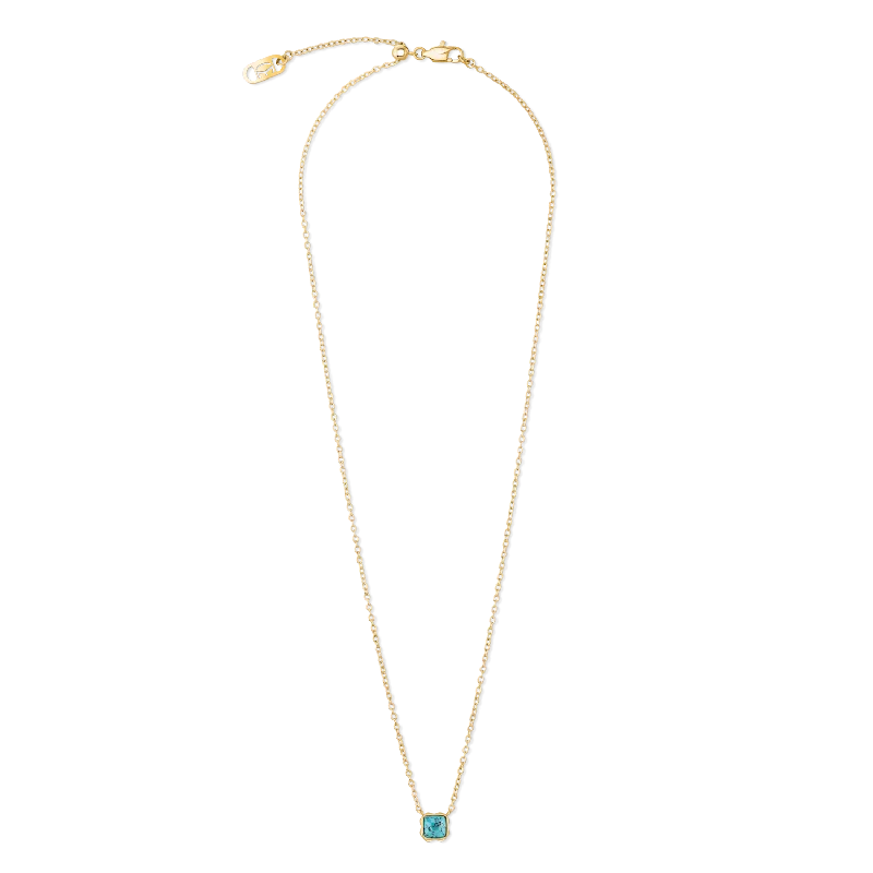 Simple Pendant Necklace-Birthstone December Necklace Turquoise Gold