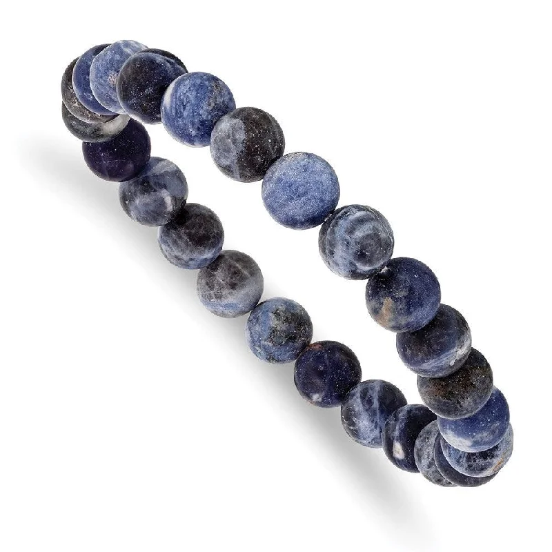 Gemstone Bracelet for Wedding Day-Sodalite Agate Beaded Stretch Bracelet