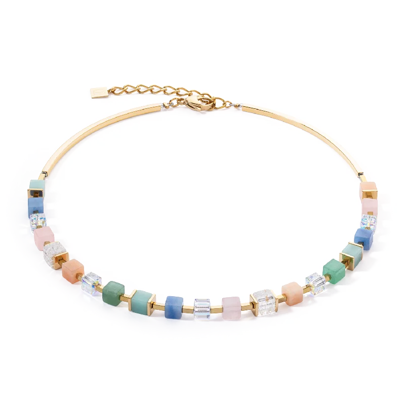 Designer Silver Necklace-Necklace Precious Classic Cubes multicolour-gentle