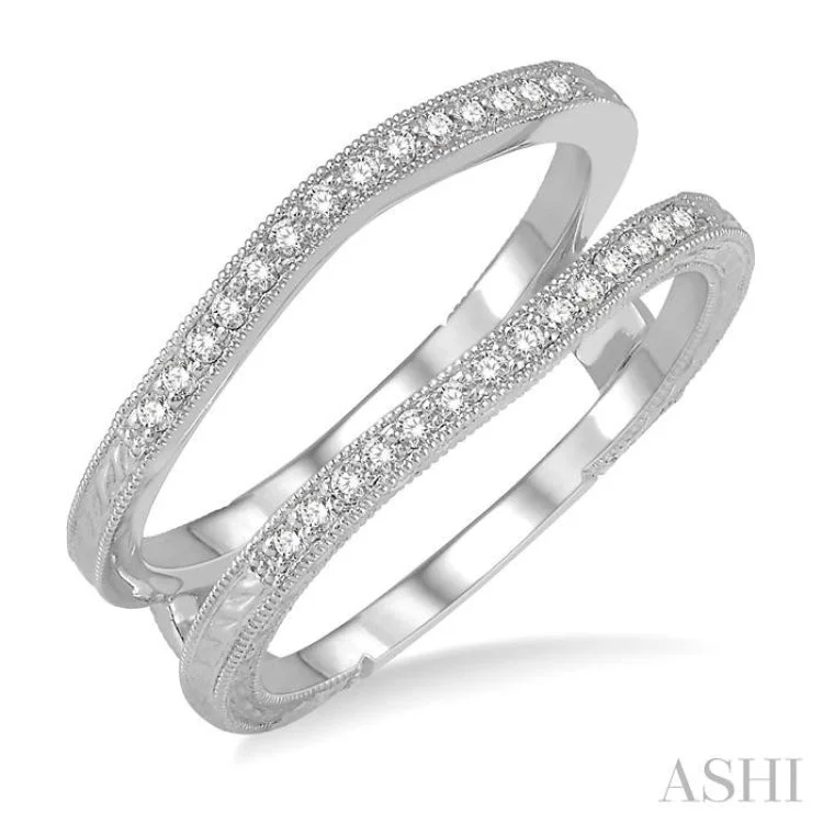 Classic Wedding Band Set-1/5 Ctw Round Cut Diamond Insert Ring in 14K White Gold