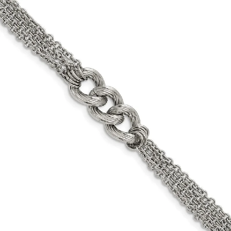 Men’s Silver Bracelet-Stainless Steel Oval Chain with 1in ext. Bracelet