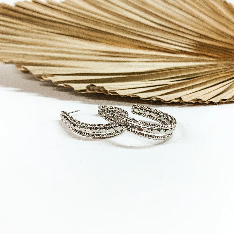 Diamond Dangle Earrings-Darling Daze Rope Textured Teardrop Hoop Earrings in Silver Tone