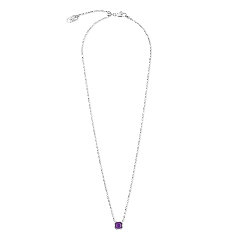 Custom Necklace with Initials-Birthstone February Necklace Sugilite Silver