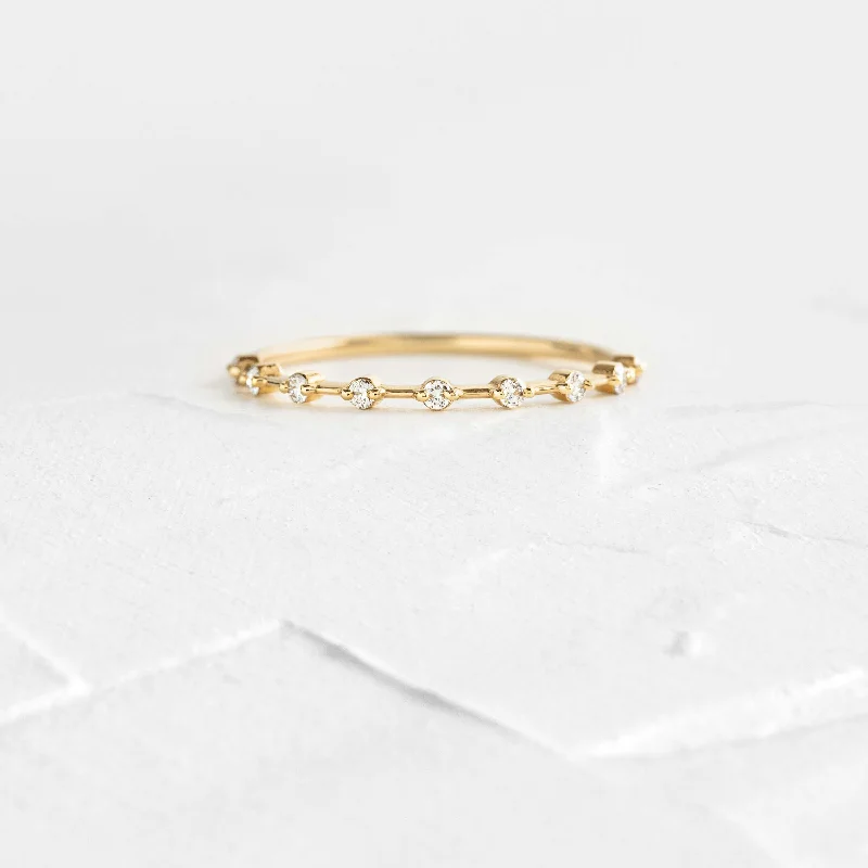 Vintage Wedding Band-Petite Diamond Distance Band - In Stock