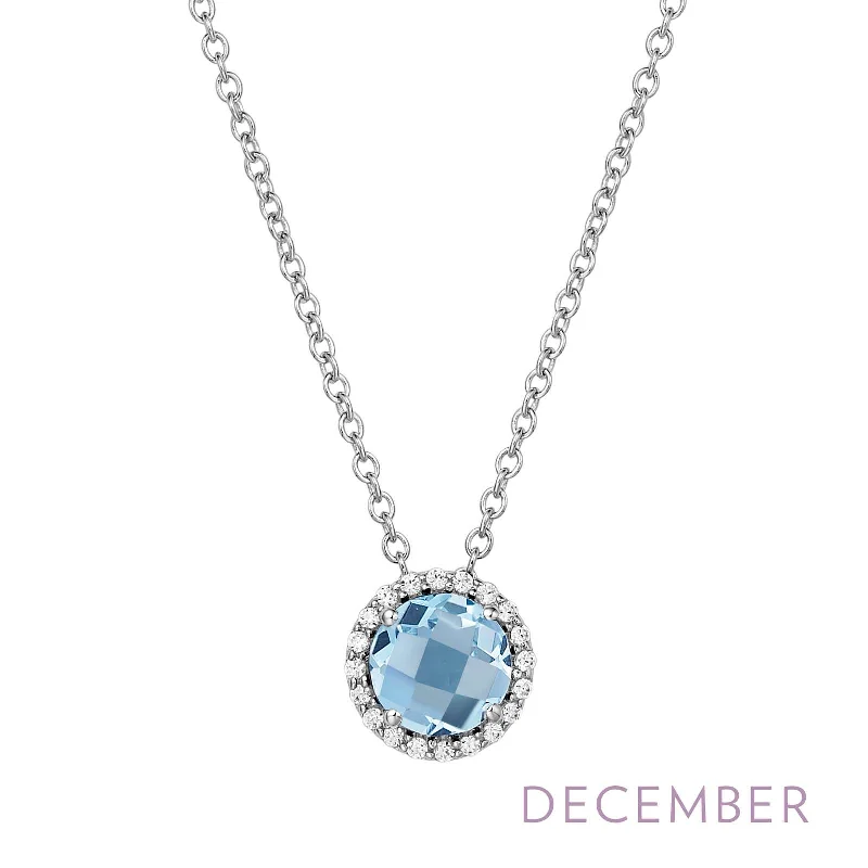 Pearl Necklace for Bride-Lafonn Simulated Diamond & Genuine Blue Topaz Birthstone Necklace - December BN001BTP