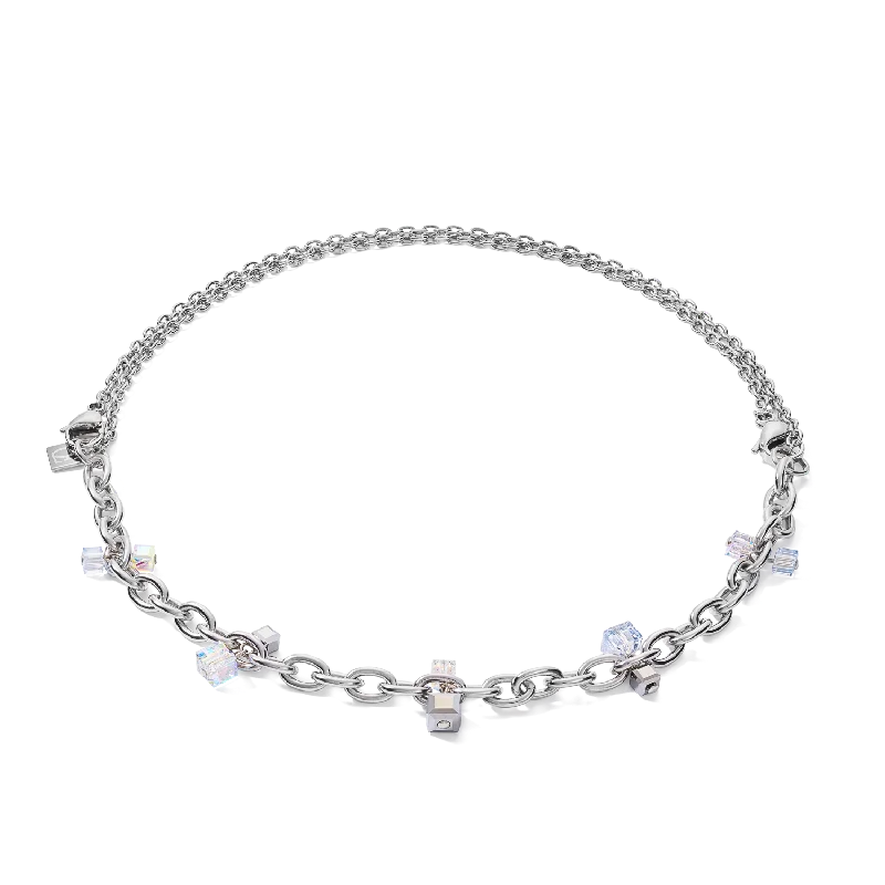 Fashionable Necklace for Women-Necklace casual & chunky chain stainless steel & Crystals silver-crystal