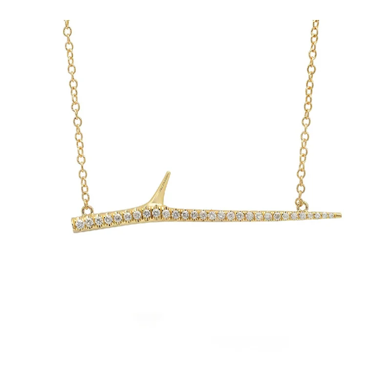 Classic Crystal Necklace-Horizontal Diamond Thorn Necklace