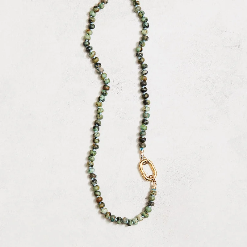 Elegant Gold Necklace for Weddings-African Turquoise Necklace