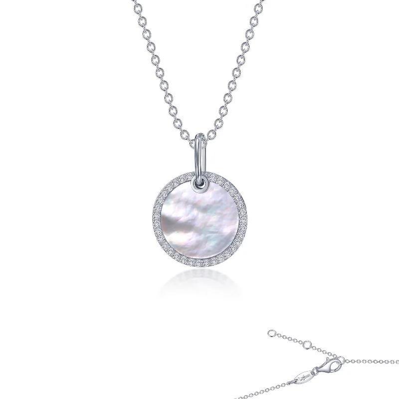 Chic Pearl Necklace-Lafonn Simulated Diamond Mother-of-Pearl Disc Necklace P0280PLP20