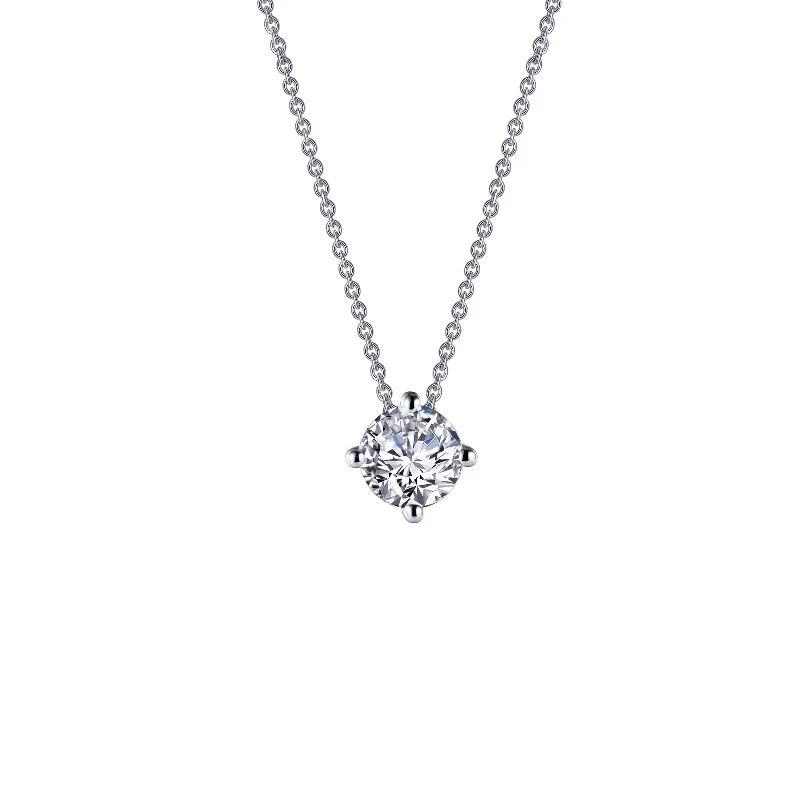 Fine Silver Necklace-Lafonn Simulated Diamond 1.25ct East West Prong Solitaire Necklace N0174CLP