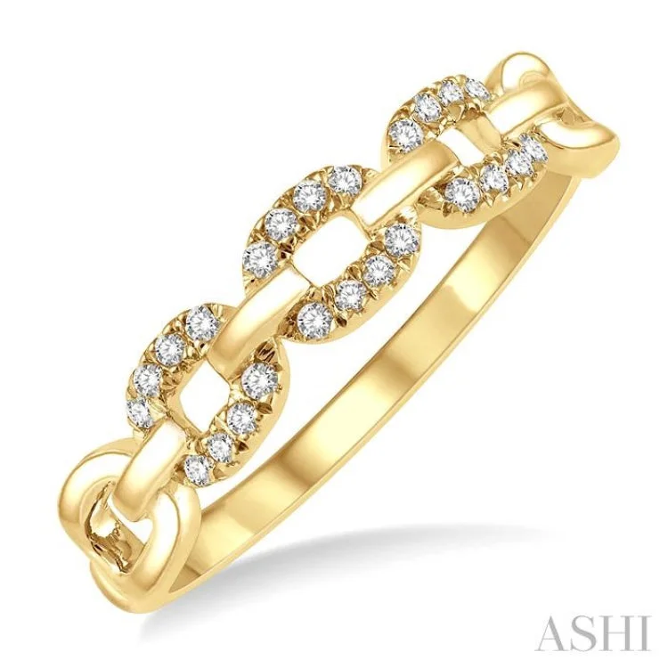 Unique Wedding Band for Women-1/10 Ctw Round Cut Diamond Paper Clip Ring in 10K Yellow Gold