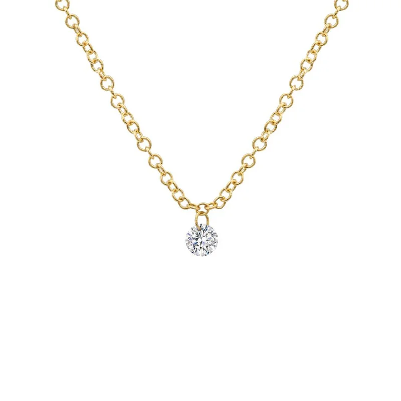 Chic Pearl Necklace-Floating Round Diamond Necklace