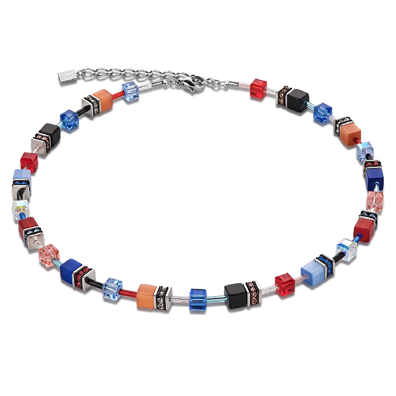 Handmade Silver Necklace-GeoCUBE® Necklace multicolour motion