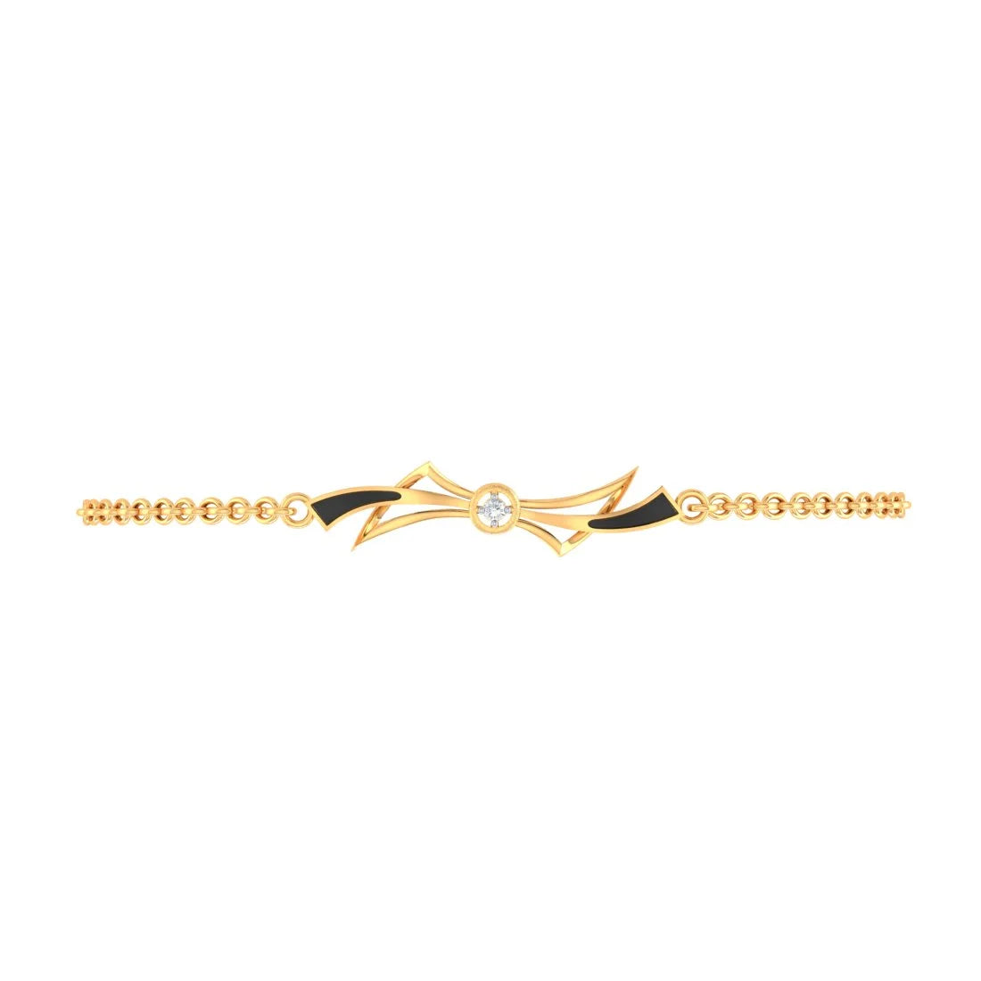 Men’s Stylish Bracelet-22K (916) Gold Bracelet Knot Design With Black Meena And Stone Centerpiece