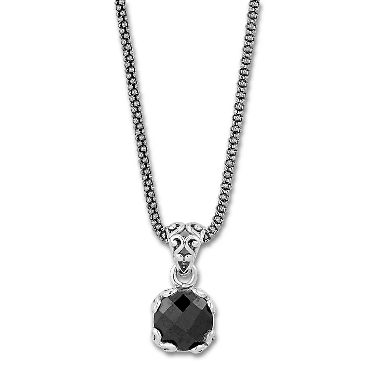 Silver Pendant Necklace with Diamonds-Samuel B. Black Spinel Glow Necklace