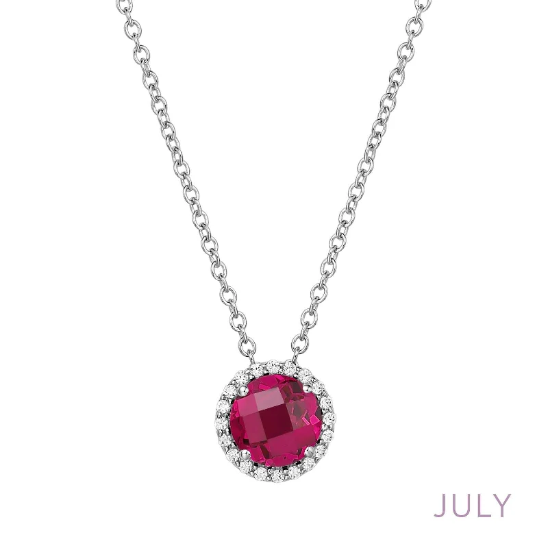 Heart Shaped Necklace-Lafonn Simulated Diamond & Ruby Birthstone Necklace - July BN001RBP