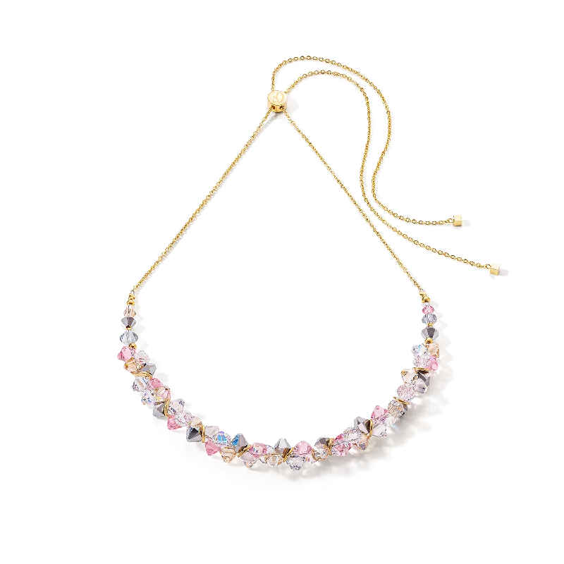 High-Quality Gemstone Necklace-Dancing Crystals necklace gold light rose