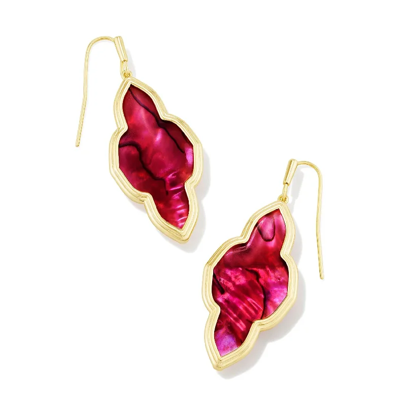 Trendy Earrings for Bridesmaids-Kendra Scott | Framed Abbie Gold Drop Earrings in Light Burgundy Illusion