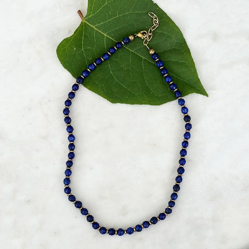 Customizable Pendant Necklace-Elegant Stone Necklace - Lapis, India