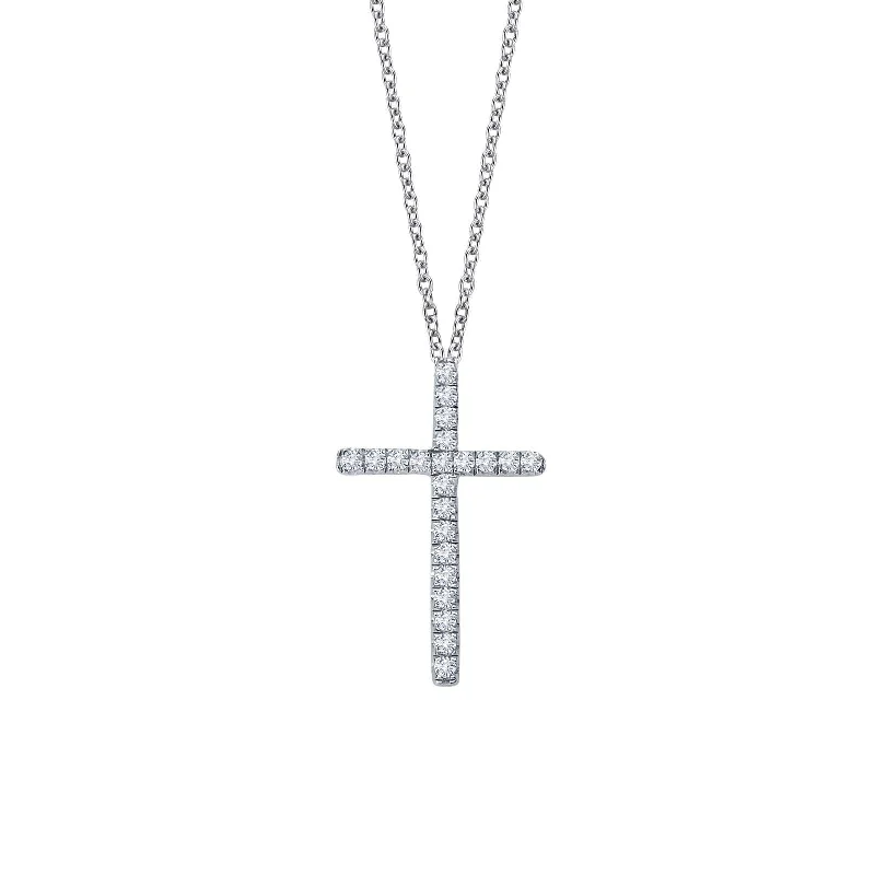 Silver Necklace with Crystal-Lafonn Simulated Diamond 0.22ct Cross Necklace P0072CLP