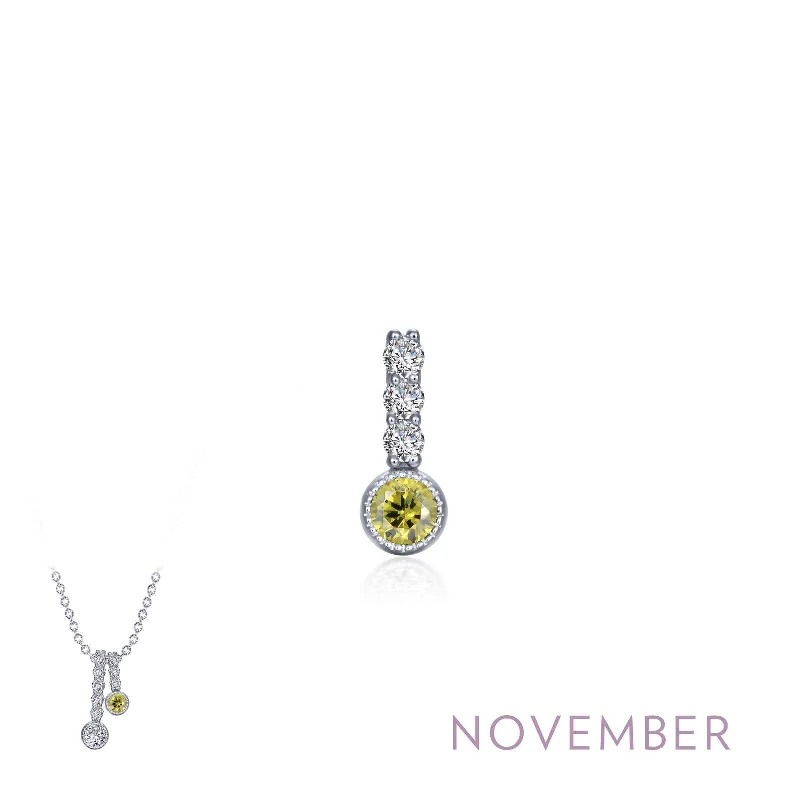 Luxury Custom Necklace-Lafonn November Birthstone Simulated Diamond & Yellow Topaz Small Love Pendant BP002YTP