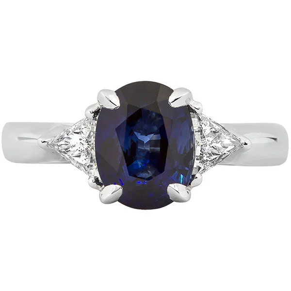 Custom Engagement Ring Set for Women-Gems of Distinction Collection's 18k White Gold 2.71ct Sapphire & .44ctw Diamond Ring