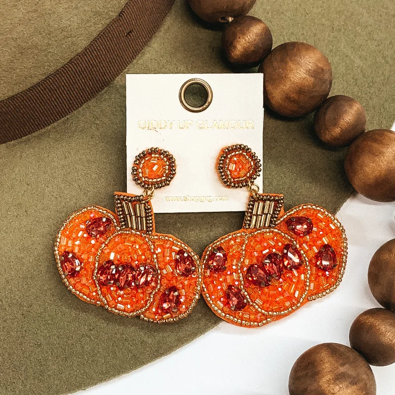 Bridal Earrings with Crystals-It's the Great Beaded Pumpkin Earrings