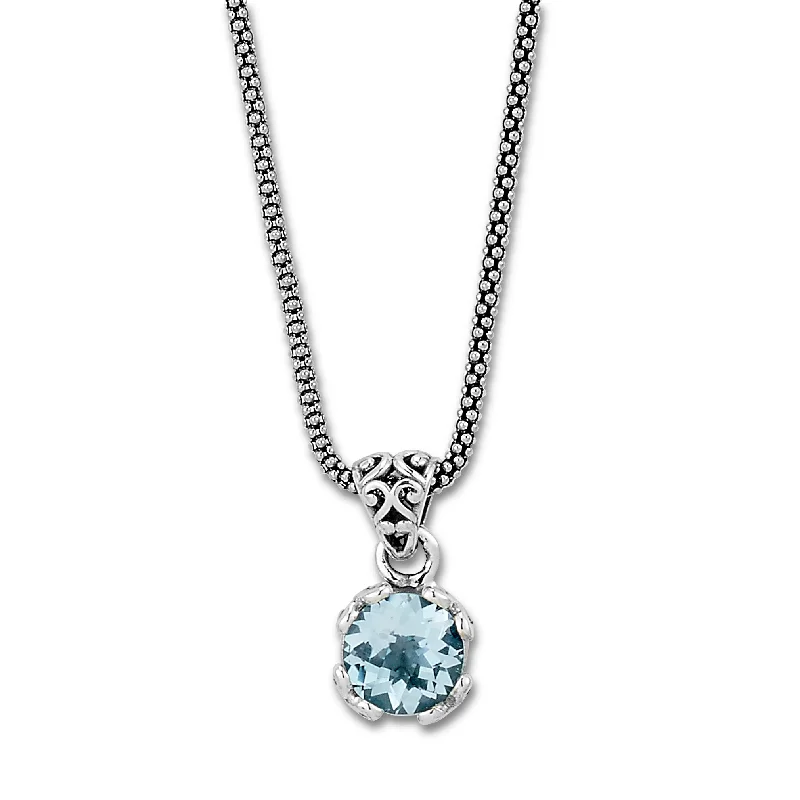 Gold Necklace with Emerald-Samuel B. Blue Topaz Birthstone Glow Necklace - December