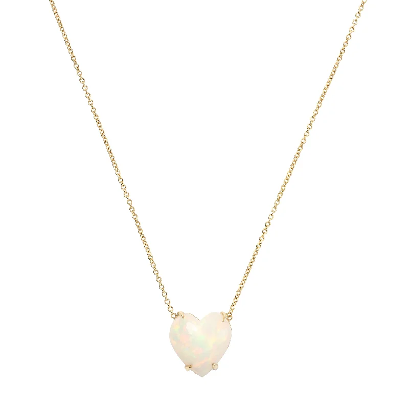 Dazzling Silver Necklace-Opal Bubble Heart Necklace