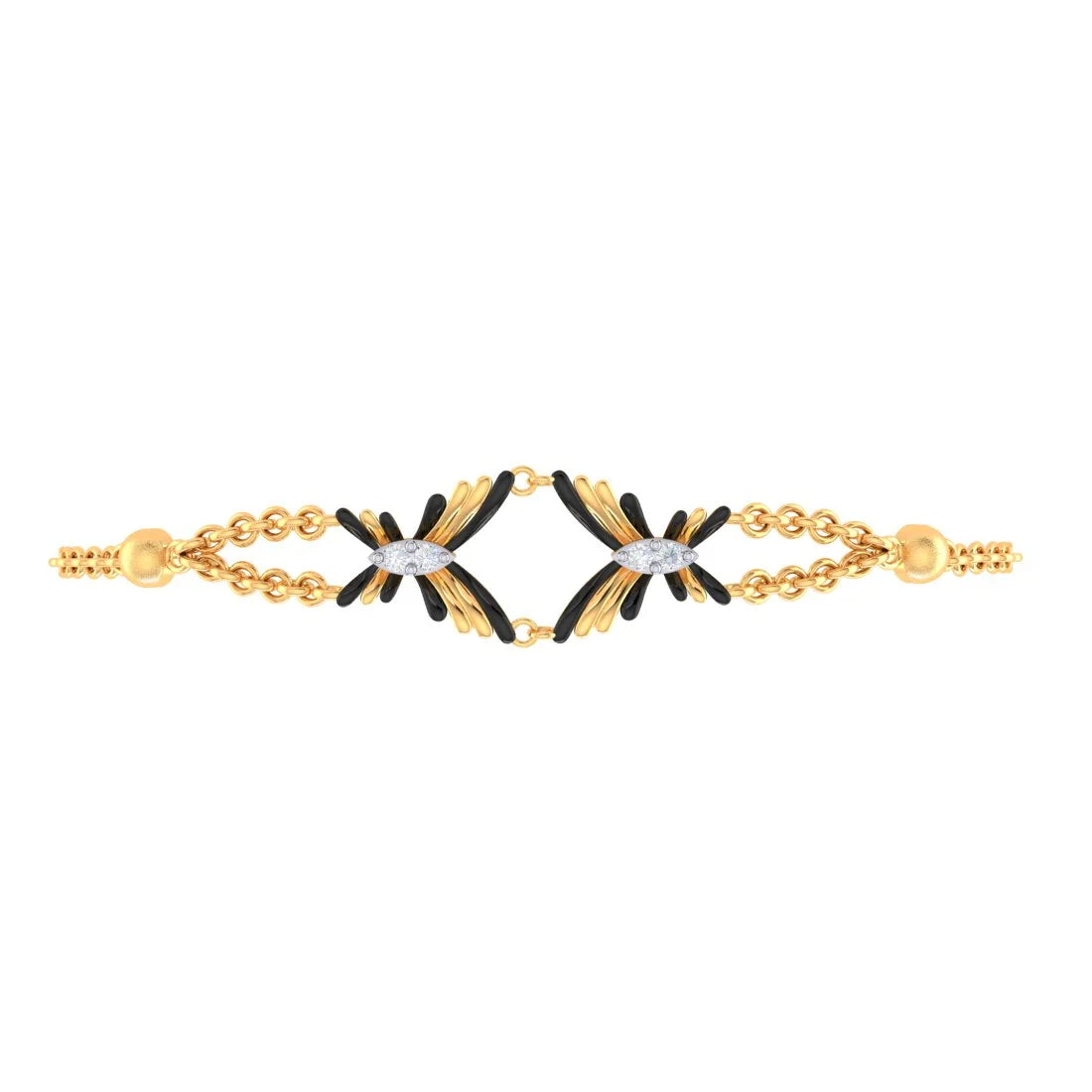 Stackable Gold Bracelets-22K (916) Gold Bracelet With Connected Butterflies Design And Interlinking Chains