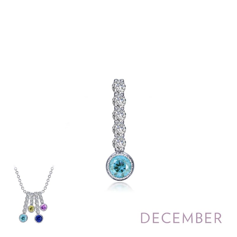 Gold Necklace with Diamonds-Lafonn December Birthstone Simulated Diamond & Blue Topaz Large Love Pendant BP003BTP