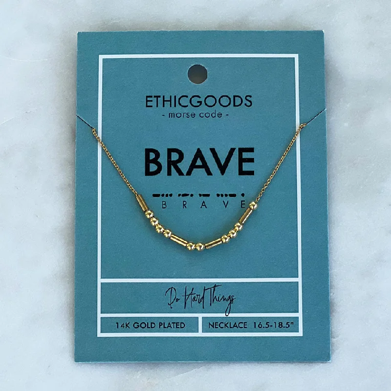 Bohemian Necklace with Stones-Morse Code "Brave" Necklace, Thailand