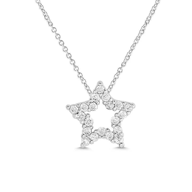 Handcrafted Pendant Necklace-Open Star CZ Necklace in Sterling Silver