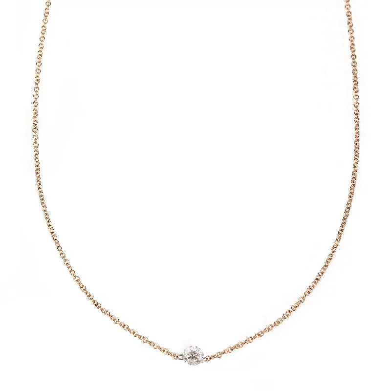 Classic Gold Chain Necklace-Single Floating Diamond Necklace